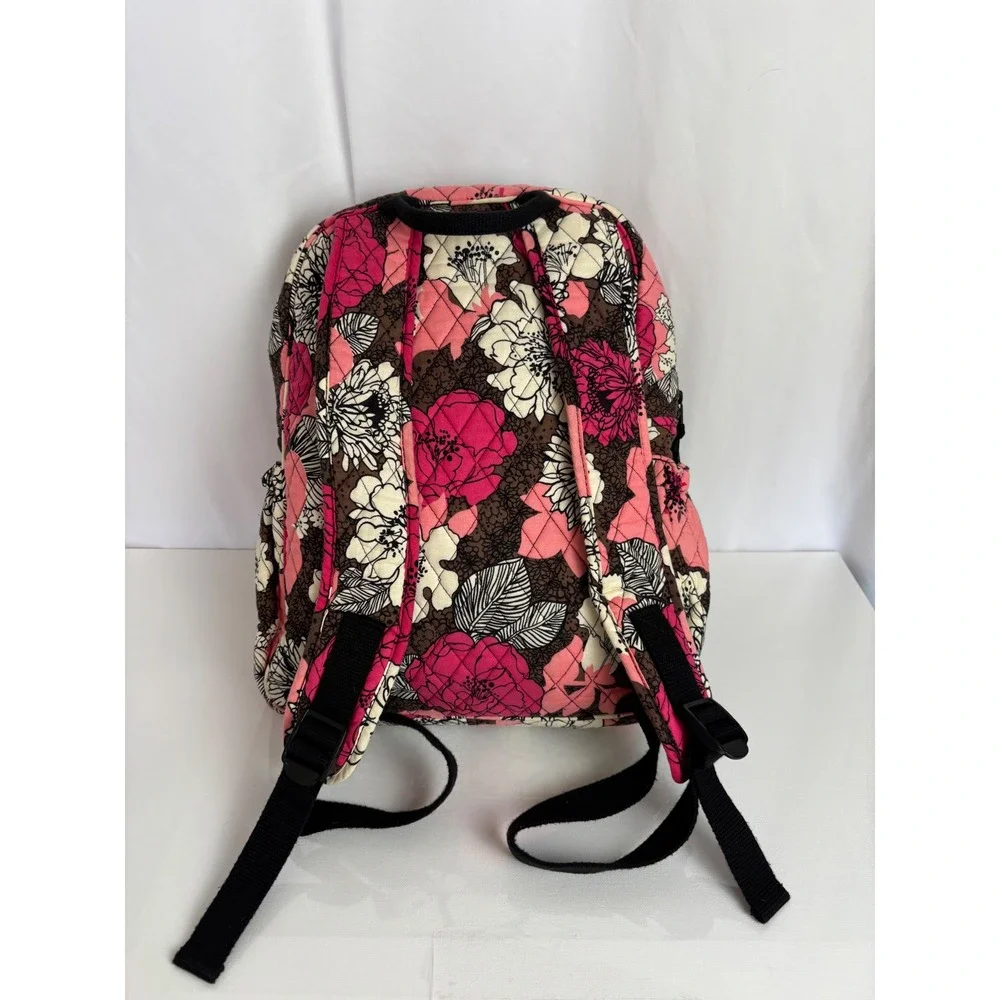 Vtg Vera Bradley Symphony‎ Hue Quilted Floral Backpack Mocha Rouge Retired Print